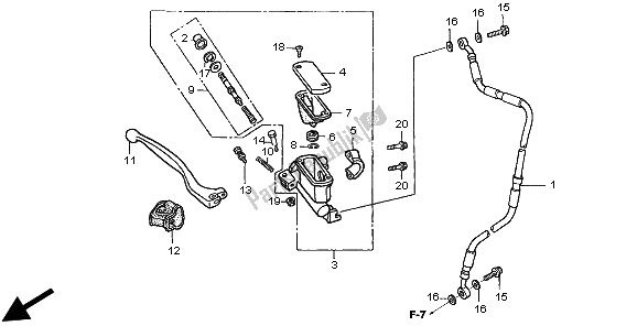 All parts for the Fr. Brake Master Cylinder of the Honda CR 85R SW 2003