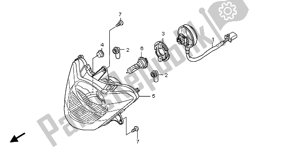 All parts for the Headlight of the Honda SH 150D 2009