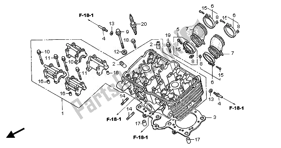 All parts for the Cylinder Head of the Honda CBF 500A 2008