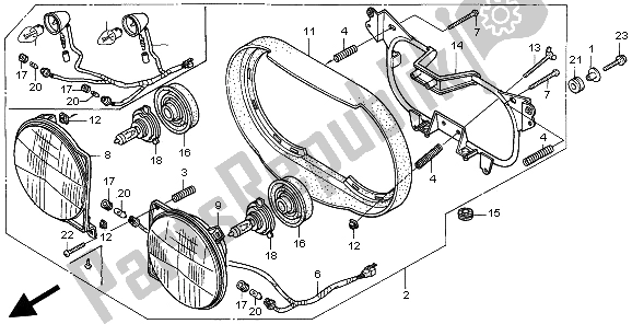 Alle onderdelen voor de Koplamp (eu) van de Honda XRV 750 Africa Twin 1997