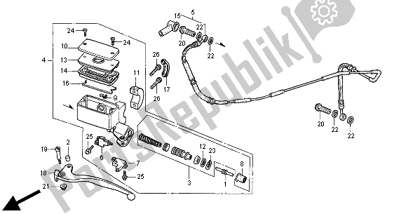 All parts for the Clutch Master Cylinder of the Honda GL 1500 SE 2000