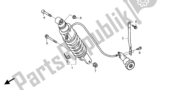 All parts for the Rear Cushion of the Honda ST 1300A 2002