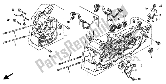 All parts for the Crankcase of the Honda FES 125 2012