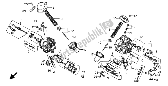 Tutte le parti per il Carburatore (parti Componenti) del Honda VT 750C 1999