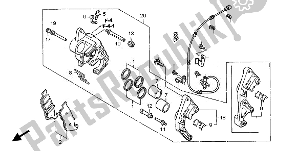 All parts for the Front Brake Caliper (r.) of the Honda CBF 600S 2008