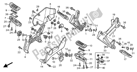 All parts for the Step of the Honda VFR 800 FI 2001