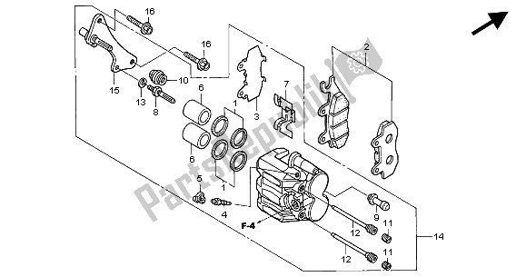 All parts for the Front Brake Caliper of the Honda VT 125C 2004