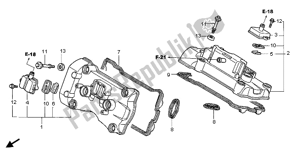 All parts for the Cylinder Head Cover of the Honda VFR 800 2009