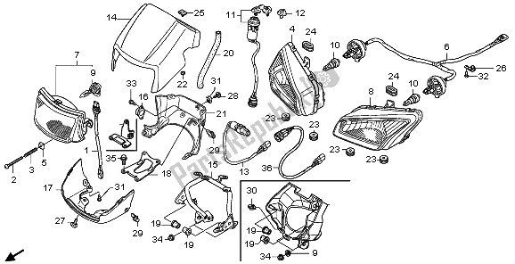 Tutte le parti per il Faro del Honda TRX 500 FA Fourtrax Foreman 2006