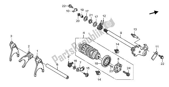 All parts for the Gearshift Drum of the Honda CBF 600 SA 2009