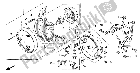 All parts for the Headlight (eu) of the Honda CBF 500A 2007