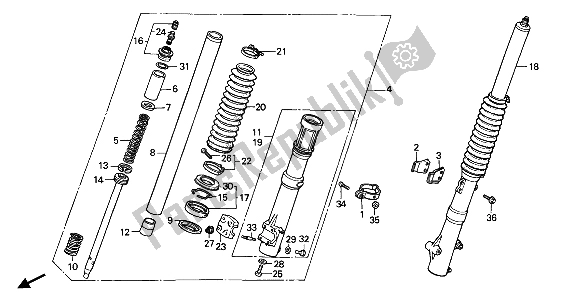 Todas las partes para Tenedor Frontal de Honda XR 600R 1985