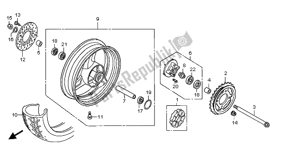 Tutte le parti per il Ruota Posteriore del Honda XL 125V 80 KMH 2003