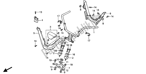 All parts for the Handle Pipe & Top Bridge of the Honda CN 250 1 1994