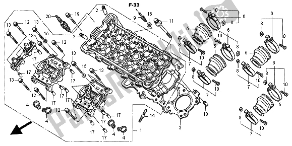 All parts for the Cylinder Head of the Honda CBR 600 FA 2012