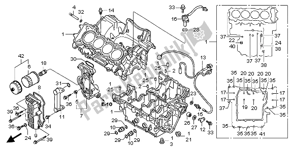 All parts for the Crankcase of the Honda CBF 600 SA 2007