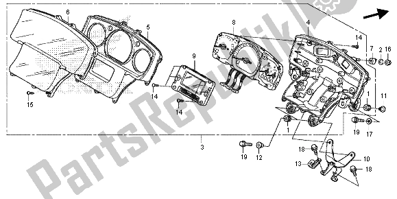 Alle onderdelen voor de Meter (mph) van de Honda GL 1800B 2013