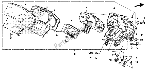 All parts for the Meter (mph) of the Honda GL 1800B 2013