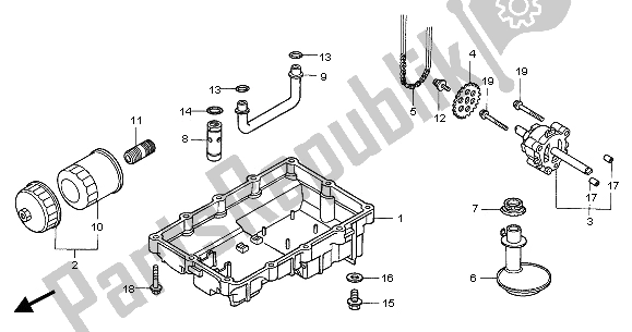 All parts for the Oil Pan & Oil Pump of the Honda CBF 500A 2006