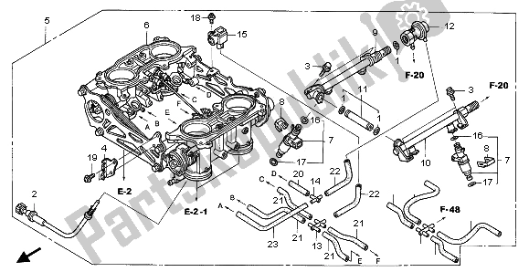 Tutte le parti per il Corpo Farfallato (assy.) del Honda ST 1300A 2003