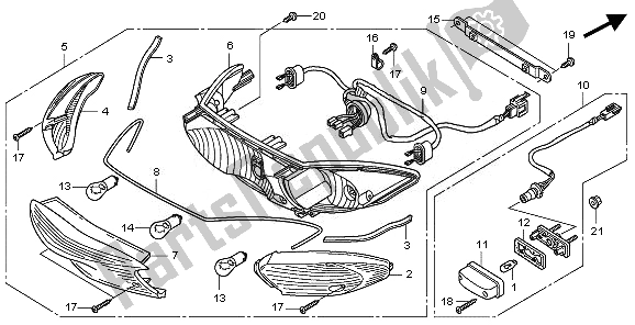 All parts for the Rear Combination Light of the Honda CBF 1000 TA 2010