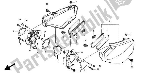 All parts for the Side Cover of the Honda CB 1300X4 1998