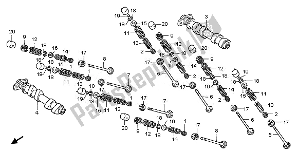 Toutes les pièces pour le Arbre à Cames Et Soupape (avant) du Honda VFR 800 2008