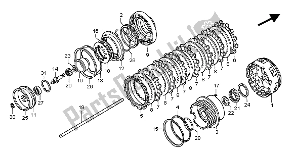 All parts for the Clutch of the Honda GL 1800A 2004