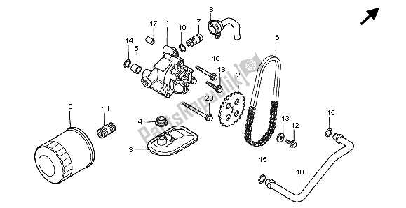 Todas las partes para Filtro De Aceite Y Bomba De Aceite de Honda VT 1100C2 1999