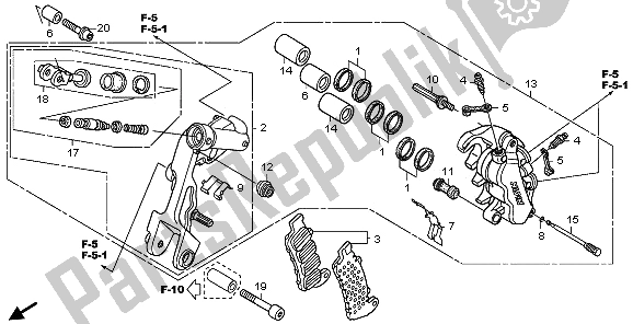 All parts for the L. Front Brake Caliper of the Honda ST 1300 2009