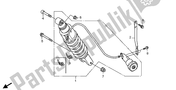 All parts for the Rear Cushion of the Honda ST 1300A 2009