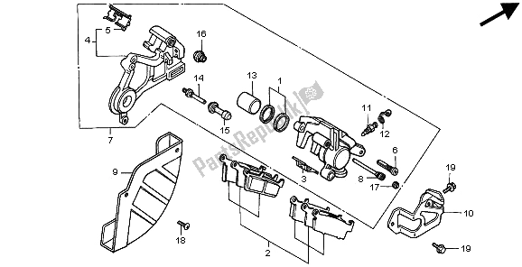 Todas las partes para Pinza De Freno Trasero de Honda CR 500R 2001