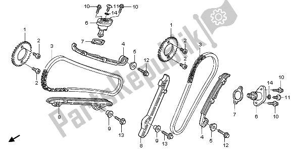 Toutes les pièces pour le Chaîne Et Tendeur De Came du Honda VT 125C 2007