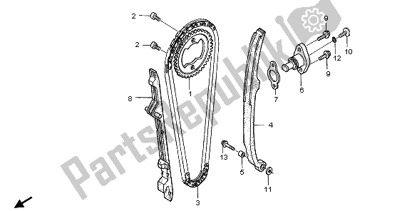 All parts for the Cam Chain & Tensioner of the Honda TRX 400 EX Sportrax 2003