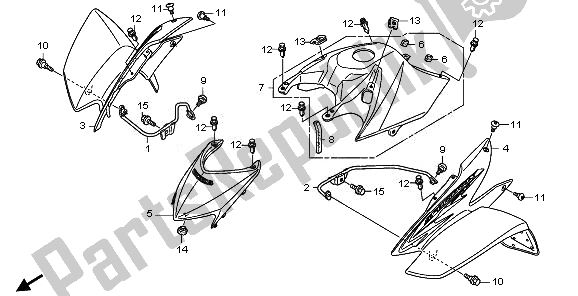 All parts for the Front Fender of the Honda TRX 250X 2011