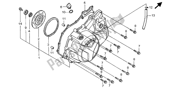 All parts for the Right Crankcase Cover of the Honda XL 1000V 1999