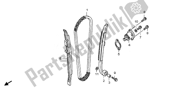 Alle onderdelen voor de Nokkenketting & Spanner van de Honda CRF 250X 2011