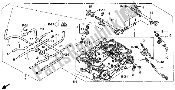 Alle onderdelen voor de Gasklephuis (assy.) van de Honda VFR 800A 2008