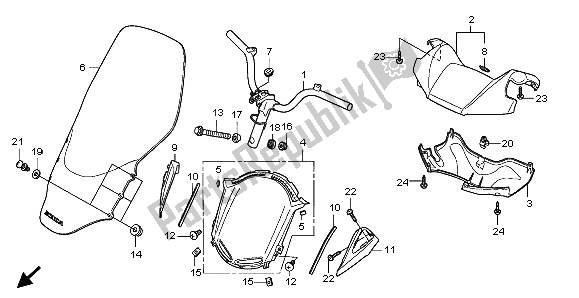All parts for the Handle Pipe & Handle Cover of the Honda FES 150A 2007