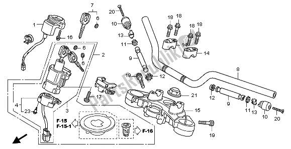 All parts for the Handle Pipe & Top Bridge of the Honda CBF 600N 2009