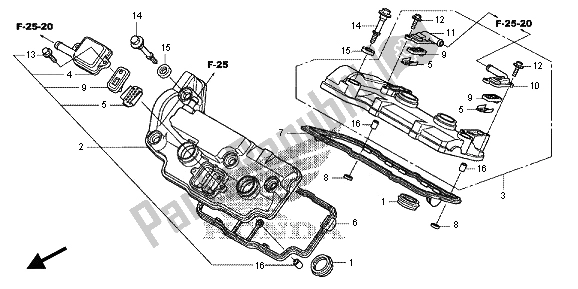 Todas las partes para Cubierta De Tapa De Cilindro de Honda VFR 1200 XD 2013