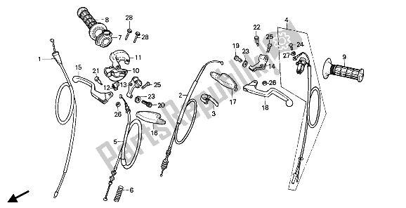 Todas las partes para Manejar Palanca Y Cable de Honda CR 80R 1985