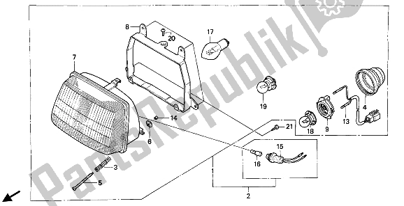 All parts for the Headlight (eu) of the Honda SA 50 1 1993