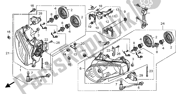 All parts for the Headlight (eu) of the Honda GL 1800A 2003