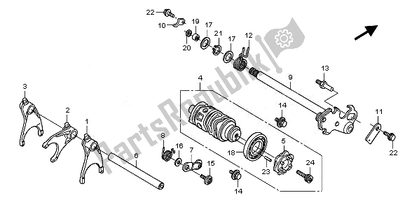 All parts for the Gearshift Drum of the Honda CBF 600 SA 2010