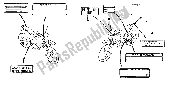 Todas las partes para Etiqueta De Precaución de Honda XR 400R 1996