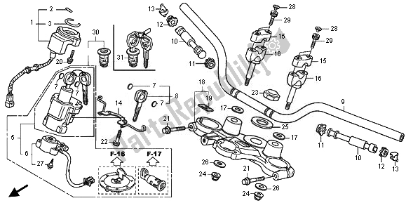 Todas las partes para Manejar Tubo Y Puente Superior de Honda XL 700V Transalp 2011