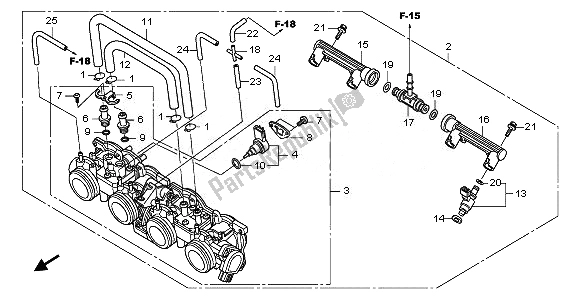 Tutte le parti per il Corpo Farfallato del Honda CB 600F Hornet 2010