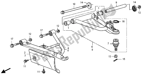 All parts for the Front Arm of the Honda TRX 500 FA Fourtrax Foreman Rubicon 2013