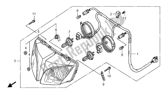 All parts for the Headlight (uk) of the Honda CBF 1000A 2010